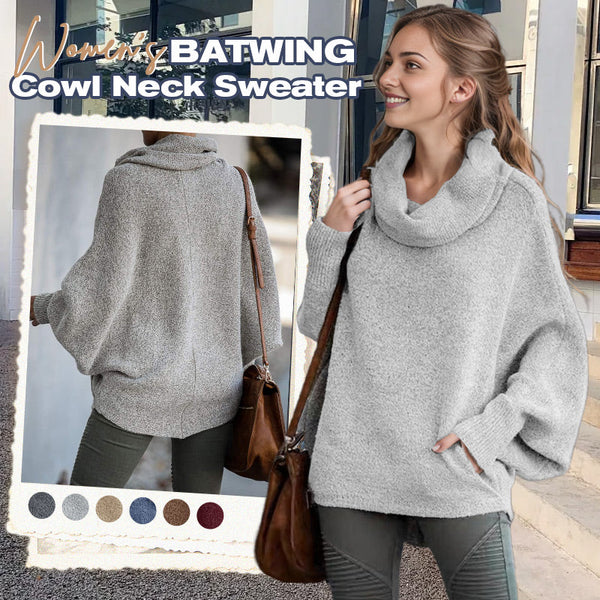 🎁Hot Sale🔥Women's Batwing Cowl Neck Sweater with Pockets (Buy 2 Free Shipping)