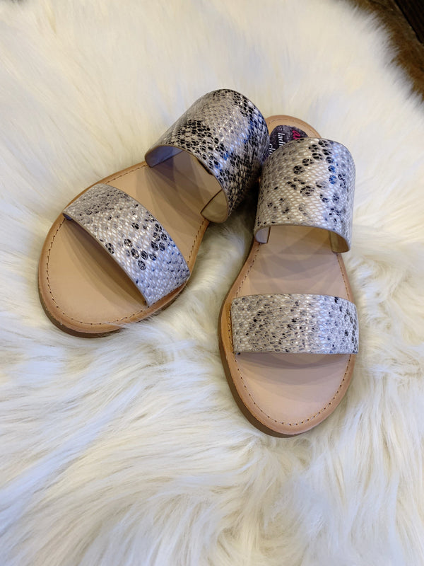 Double Take Snakeskin Sandals