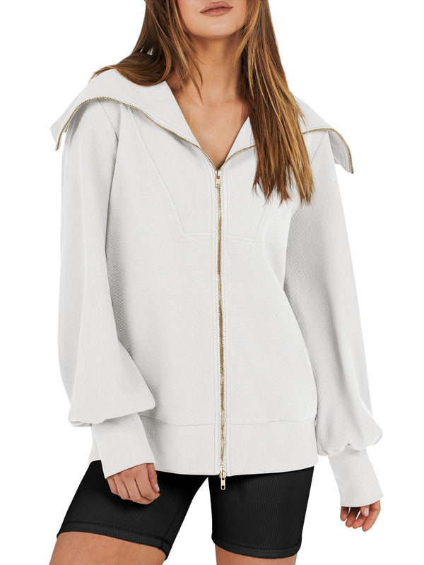 Women's Oversized Zip Up Sweatshirt (Buy 2 Free Shipping)