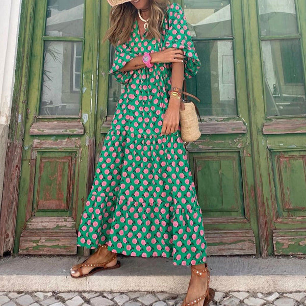 Floral Print Tiered Maxi Dress