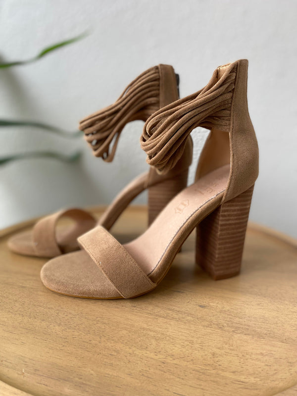 Blair Strappy Heeled Sandal- Khaki